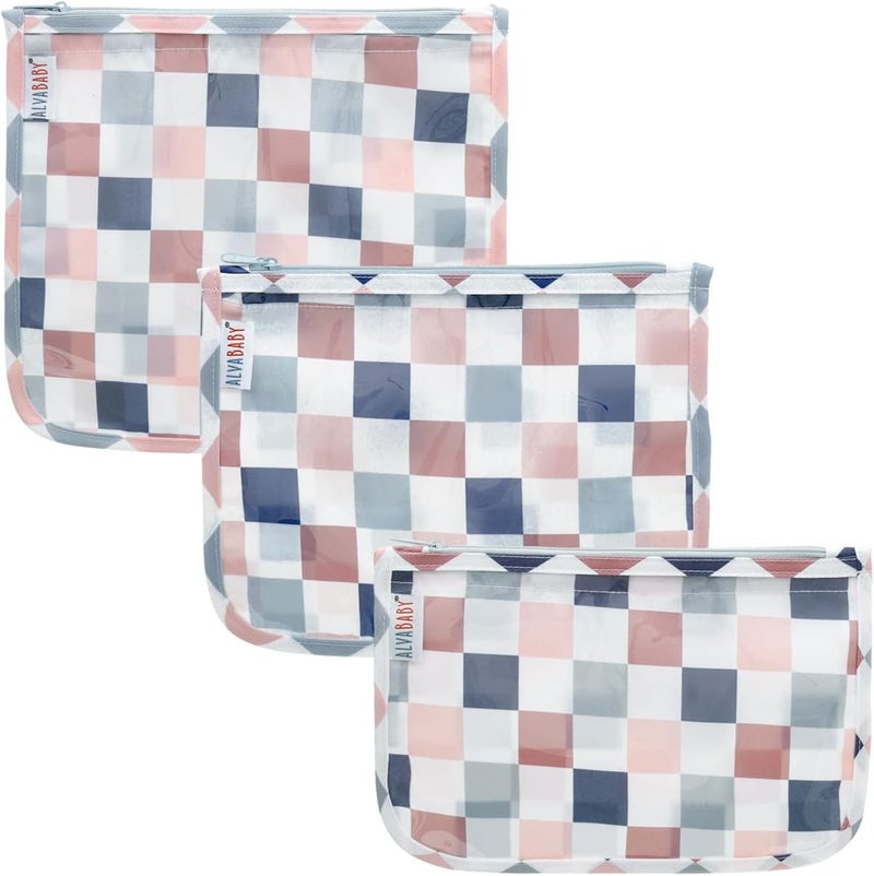 ALVA 3pcs Mess-Proof Travel Toilety Bag,Clear Cosmetic & Diaper Organizer with Front Pouch 3LT05 - Image 1