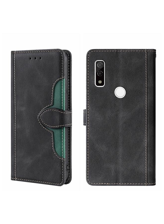 اس-توب جراب لهاتف Fujitsu Arrows WE F-51B مصنوع من الجلد ومشبك مغناطيسي على شكل قبعة من القش - Image 1