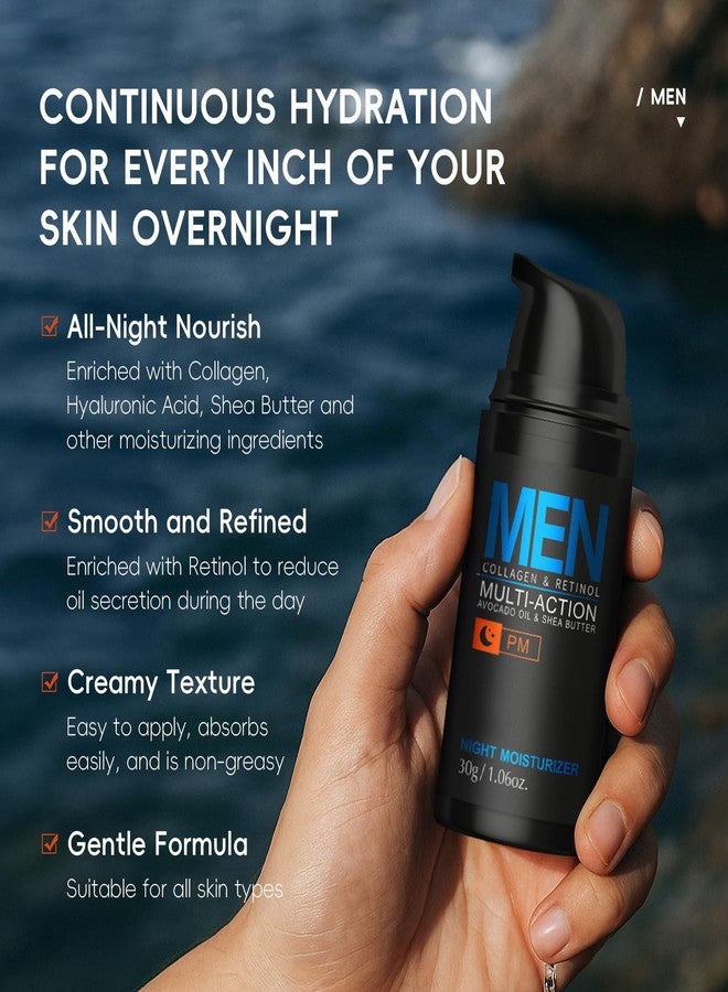 Easilydays Mens Face Moisturizer Night Cream, Deep Hydrating Multi-Action Lotion, Vitamin E, Collagen & Retinol, Hyaluronic Acid, Firming Smoothing, Lifting, Mens Face Cream for Face & Neck Skin Care - Image 3
