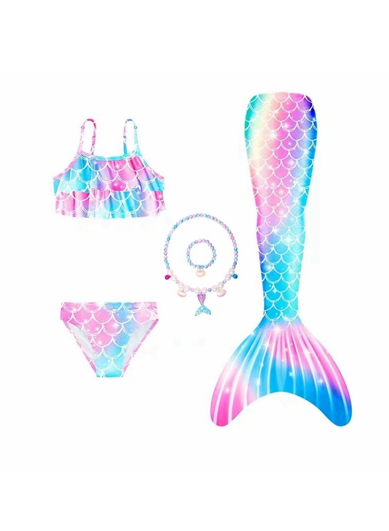 Cool Baby COOLBABY Girls Three-Piece Children's Mermaid Swimsuit Mermaid Tail Swimsuit Mermaid Costume Swimwear (110 Sizes)