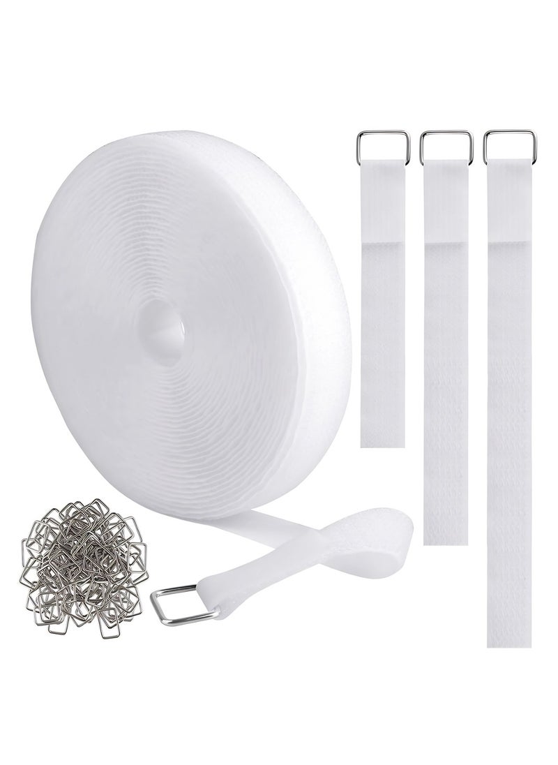 T NEWFUN - 16.4Ft x 0.8In Adjustable Cable Straps with 25 Buckles, Free Cut Length, White Reusable Fastening Cable Ties, Hook and Loop Securing Strap for Cable Tidy, Wire Management, Cord Organiser, White - Image 1