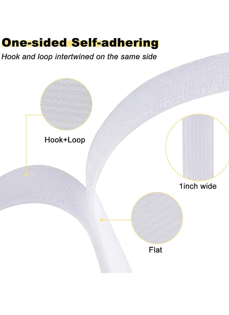 T NEWFUN - 16.4Ft x 0.8In Adjustable Cable Straps with 25 Buckles, Free Cut Length, White Reusable Fastening Cable Ties, Hook and Loop Securing Strap for Cable Tidy, Wire Management, Cord Organiser, White - Image 1
