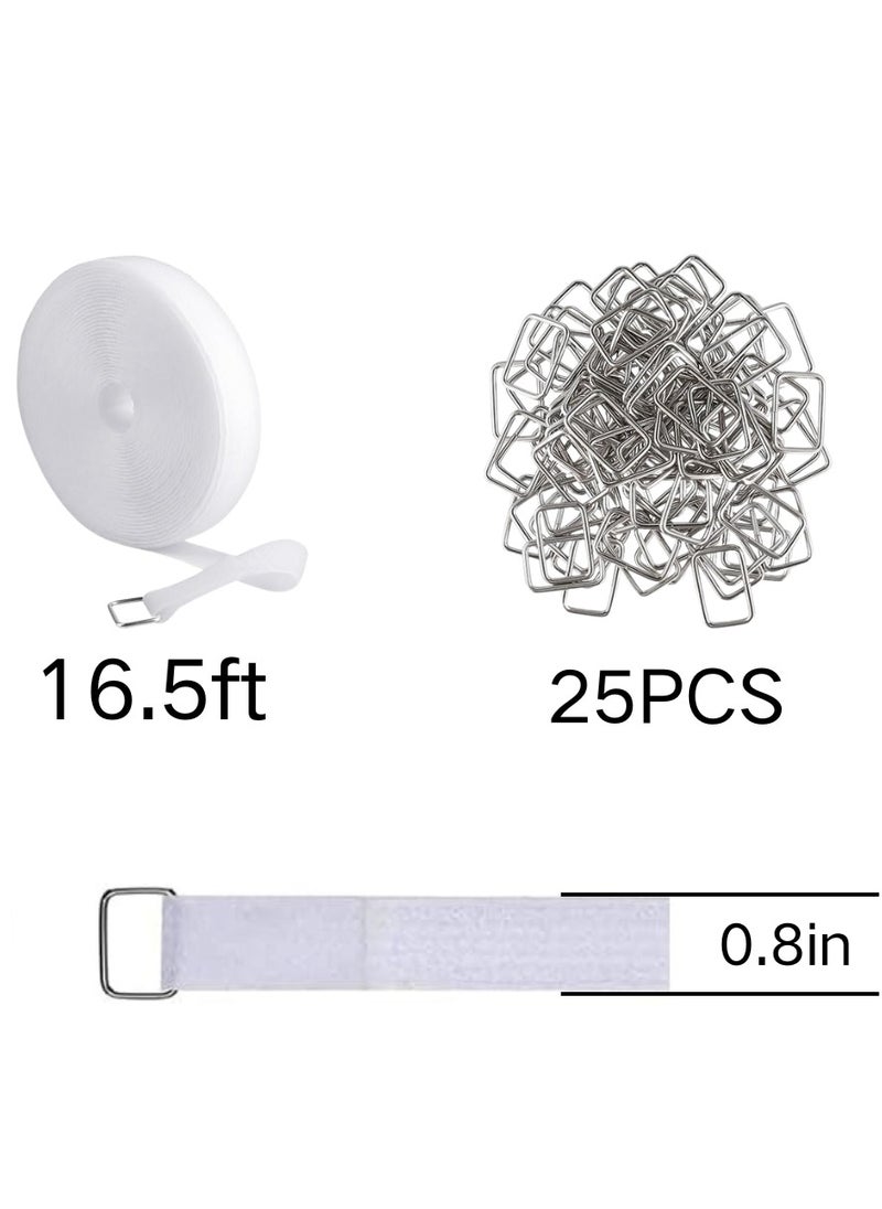 T NEWFUN - 16.4Ft x 0.8In Adjustable Cable Straps with 25 Buckles, Free Cut Length, White Reusable Fastening Cable Ties, Hook and Loop Securing Strap for Cable Tidy, Wire Management, Cord Organiser, White - Image 1