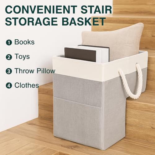 talisleskye Stair basket,Foldable staircase baskets,Stair basket for wooden and carpeted stairs,Step stairs storage baskets with handle.1pcs - Image 2