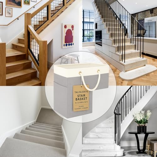 talisleskye Stair basket,Foldable staircase baskets,Stair basket for wooden and carpeted stairs,Step stairs storage baskets with handle.1pcs - Image 5