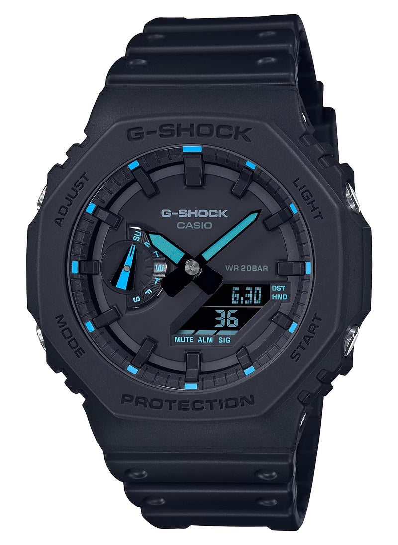 G-SHOCK Resin Strap Round Shape Analog & Digital Wrist Watch GA-2100-1A2DR - 45mm - Black 