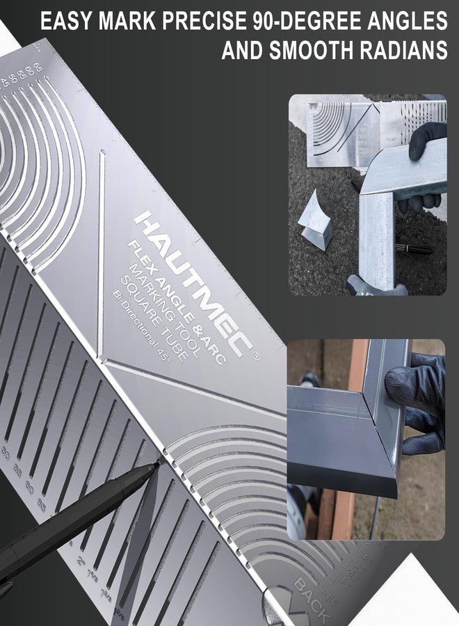 HAUTMEC Flex Angle & Arc Marking Tool, Multi-functional Square Tube Scriber for Square Tube, Right Angle Ruler with 5 PCS Marking Pen (Small Size 20-65) - HT0457 - Image 5