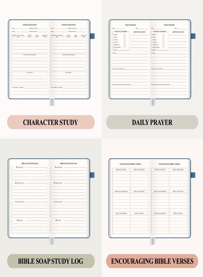 AKONEGE Bible Study Journal - Church Notes Notebooks Guided Bible Study Supplies Notebook for Note Taking & Reflection, Hardcover Daily Faith & Prayer Journal for Men Women, 5.8" x 8.3", Blue - Image 4