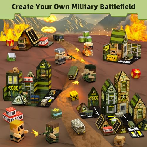 GobiDex 100PCS Magnetic Building Blocks Army Toys STEM Military Magnetic Tiles with Army Men Magnet Construction Toys for Toddler Kids Ages 35 57 48 Birthday Gifts for 3 Year Old Boys Girls - Image 5