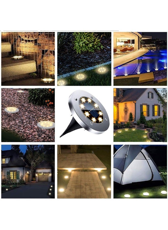 Generic 4 pcs Solar Ground Lights Outdoor, 8 Solar Lights, Waterproof  Garden Lights, Solar Powered Landscape Lighting for Outside Backyard Pathway Drveway Walkway (Warm White)  - Image 4