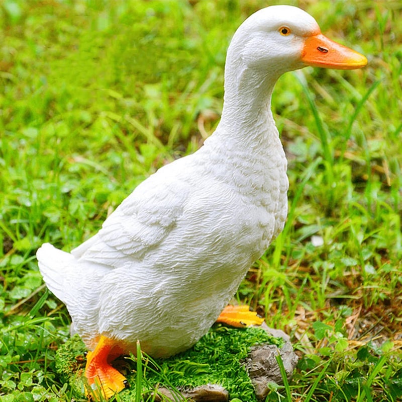 Euiroet Real Farm Duck Statues,Funny Duck Fence Decoration,Resin Duck Decor,Outdoor Real Animal Statue,Duck Sculpture,Perfect for Home Garden Stairs,Farm,Patio,Backyard - Image 1
