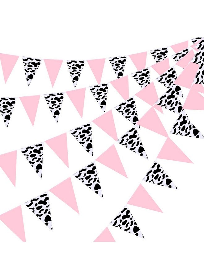Boao 5 Pcs Cow Print Pennant Banners, Cow Print Pennant Banner Birthday Party Supplies for Western Cowboy Theme Decoration Baby Shower Animal Theme Party Holiday Decor, 7.4 x 10.8 Inch(Sweet) - Image 1