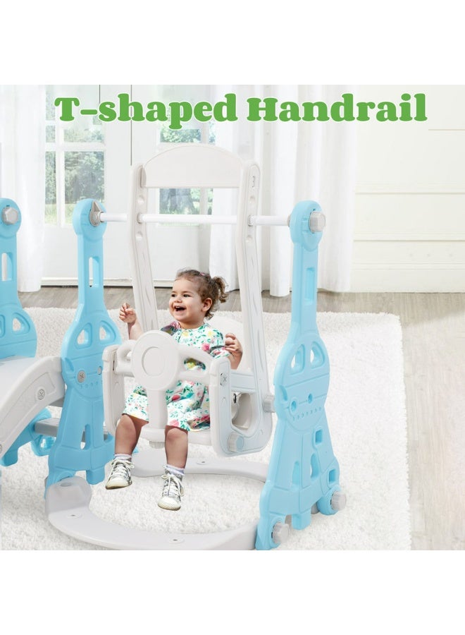 فول جوي مجموعة ملعب داخلي وخارجي للأطفال الصغار، مجموعة زحليقة وأرجوحة 4 في 1 للأطفال، مجموعة لعب زحليقة وأرجوحة مستقلة للأطفال مع طوق كرة سلة - Image 5