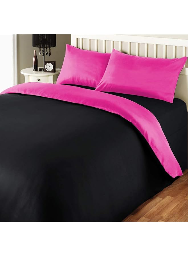 آي بيد هوم طقم لحاف فردي مكون من 4 قطع بلونين من 180Tc، مقاس 160×220 سم، أسود وفوشيا