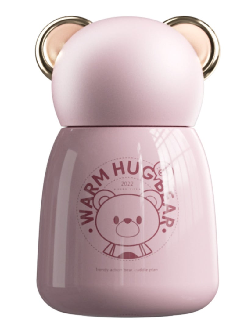 GERM GERM Bear Hugs Vacuum Bottle – Pink | 270ml Cute Insulated Stainless Steel Thermos for Kids & Adults | BPA-Free Mini Flask | 12-Hour Hot & Cold Retention | Leak-Proof Travel Mug  - Image 1