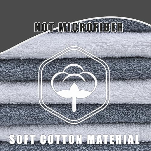 Textila Terry Washcloths – 12x12 Inches – Pack of 10 – Grey & White – Highly Absorbent, Soft Feel and Multipurpose Cotton Wash Cloths for Everyday Use - Image 5
