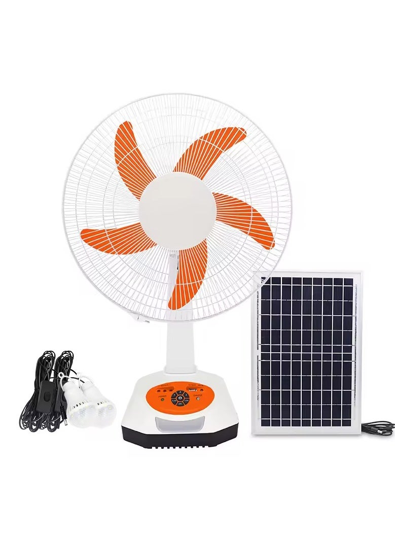 Easy Power 3 Speed Solar Charging or AD/DC Fan with Built In 6V4.5AH sealed lead-acid battery Solar Panel + Bulbs Optional  - Image 1