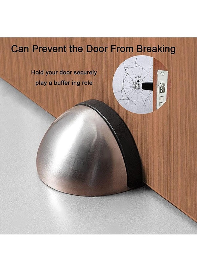 Generic 4 Pack Stainless Steel Floor Door Stopper, 3M Self Adhesive Anti-Collision Door Holder Door Stop Without Drilling, Door Stopper Set with Rubber Bumper, Silver  - Image 3