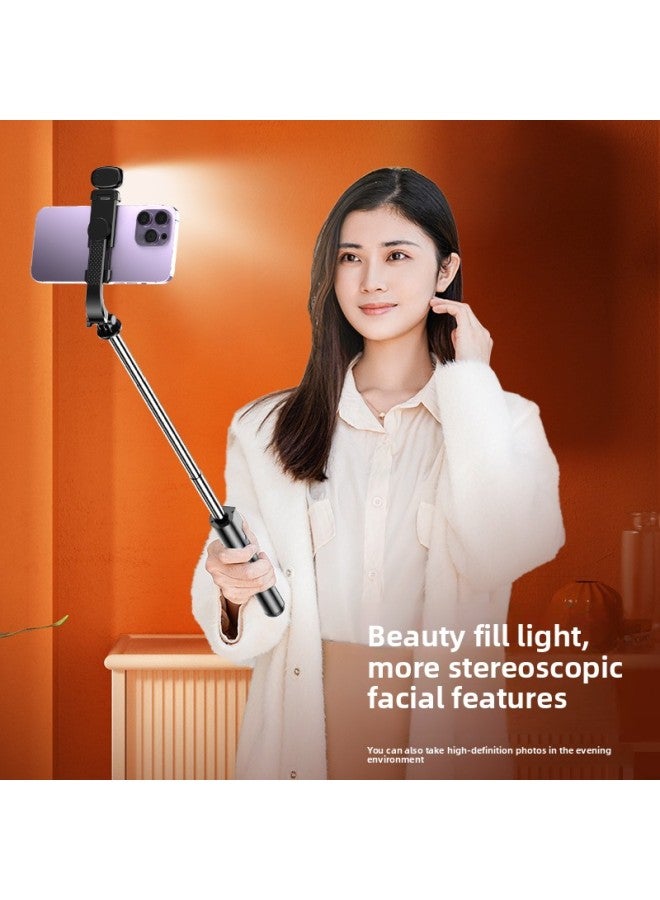 Loquat Lengthened 140cm Selfie Stick Tripod Handheld Portable 360-degree Rotating Bracket Bluetooth Remote Control Live Stand-Color:Z130s Single Mini Lamp Powder  - Image 4