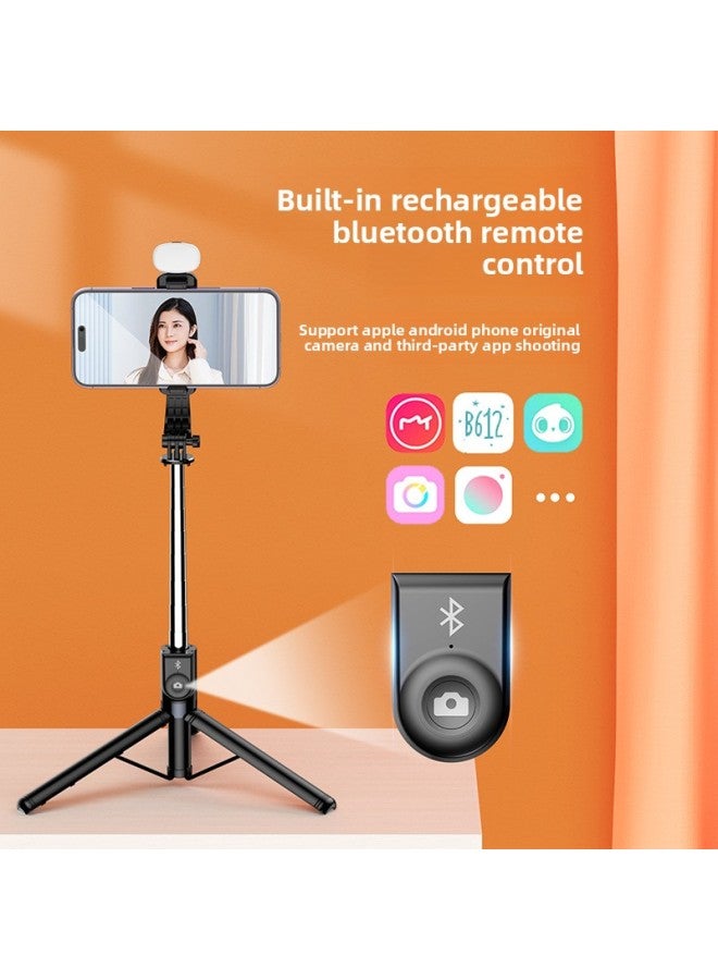 Loquat Lengthened 140cm Selfie Stick Tripod Handheld Portable 360-degree Rotating Bracket Bluetooth Remote Control Live Stand-Color:Z130s Single Mini Lamp Powder  - Image 3