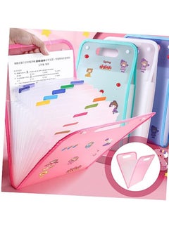 12-Grid Portable A4 File Folder Document Bag PP Vertical Organ Box Office Paper Storage Organize Bag,Pink Color