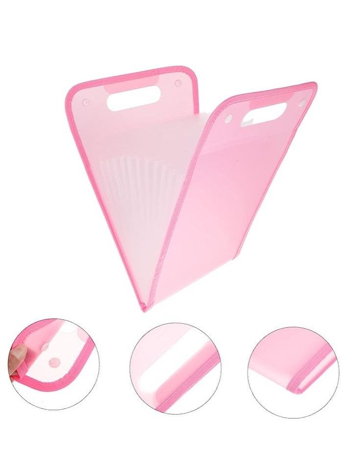 Gerenic - 12-Grid Portable A4 File Folder Document Bag PP Vertical Organ Box Office Paper Storage Organize Bag,Pink Color - Image 1