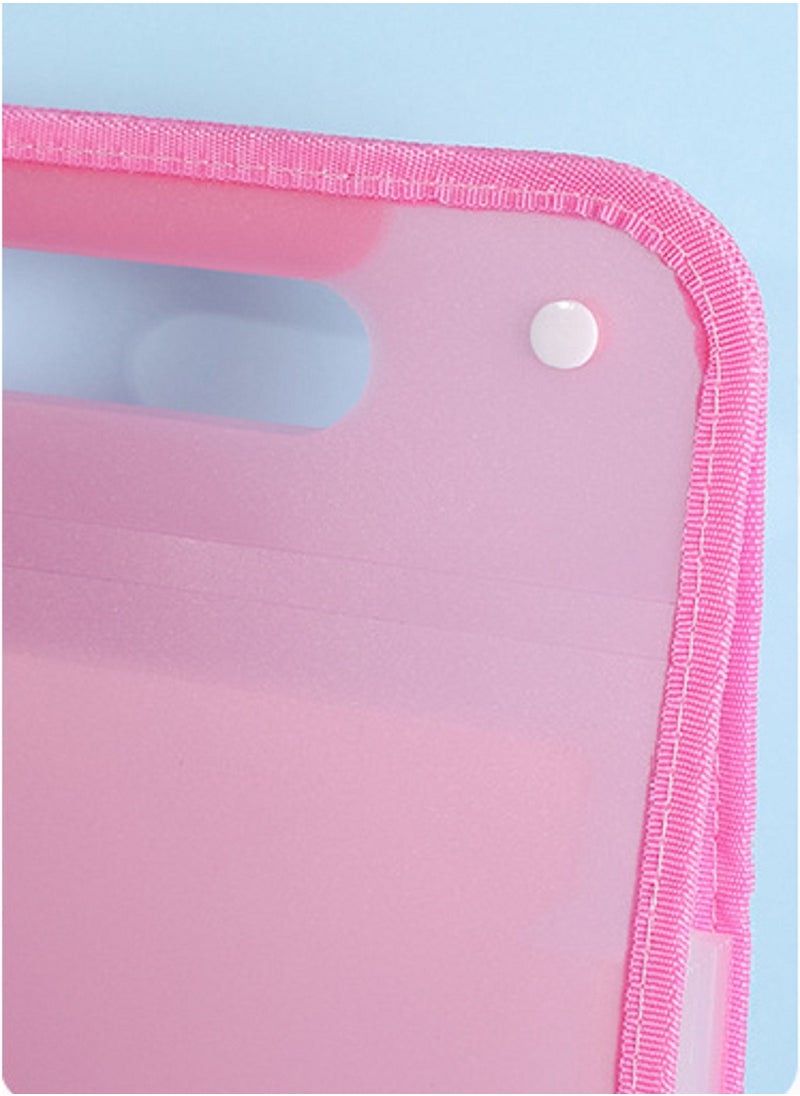 Gerenic - 12-Grid Portable A4 File Folder Document Bag PP Vertical Organ Box Office Paper Storage Organize Bag,Pink Color - Image 1