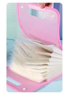 Gerenic 12-Grid Portable A4 File Folder Document Bag PP Vertical Organ Box Office Paper Storage Organize Bag,Pink Color  - Image 2