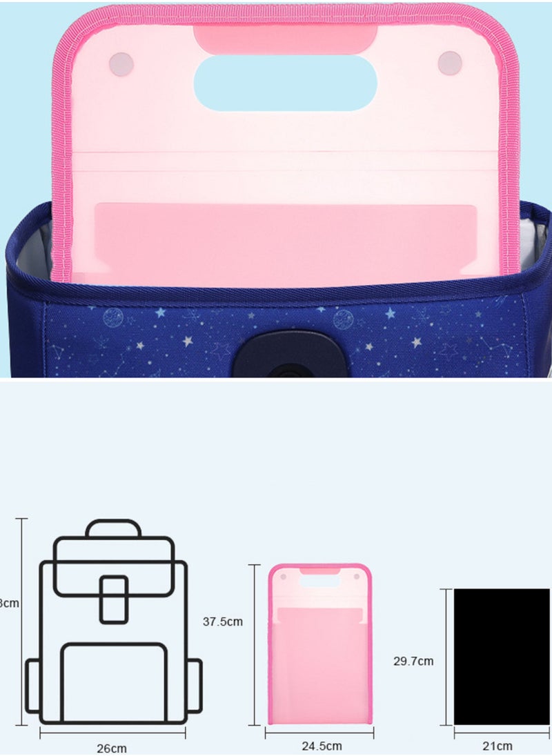 Gerenic - 12-Grid Portable A4 File Folder Document Bag PP Vertical Organ Box Office Paper Storage Organize Bag,Pink Color - Image 1