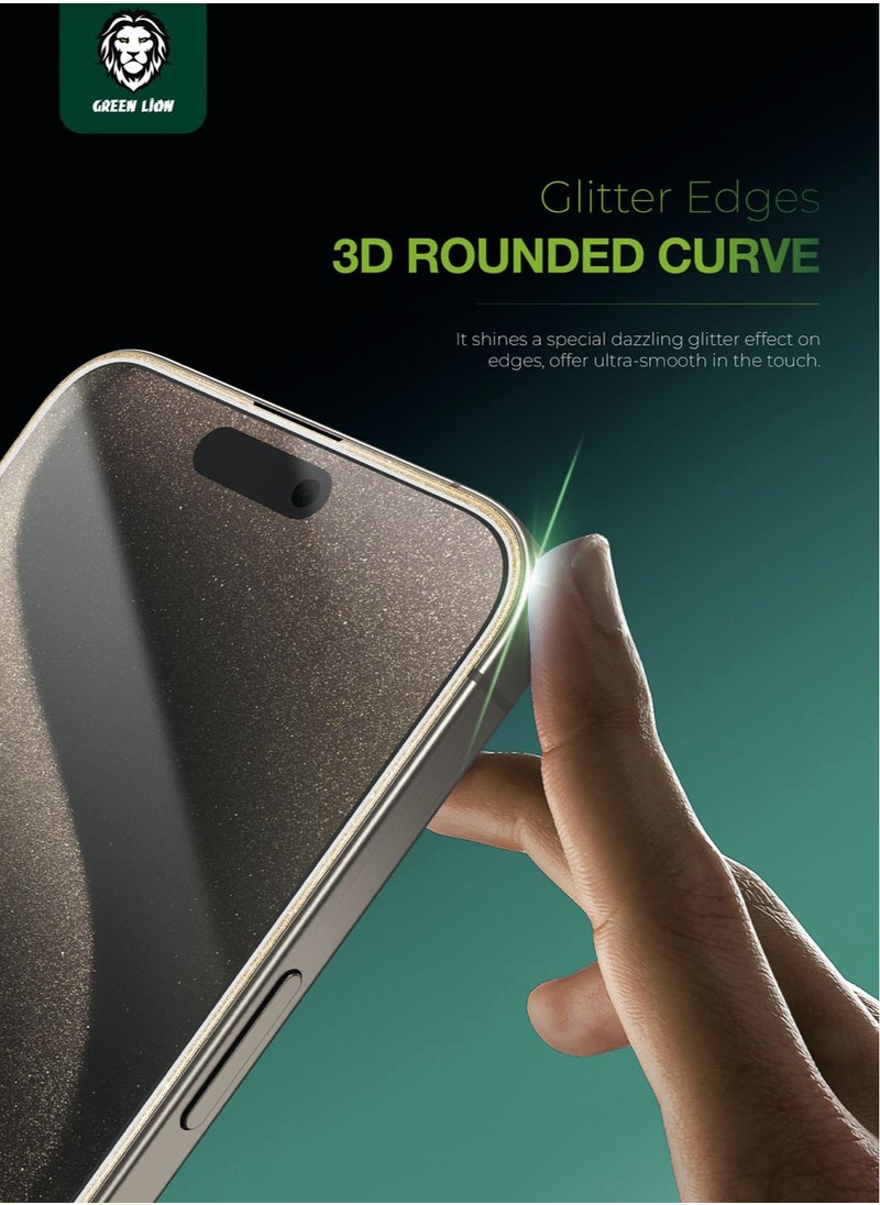 GREEN LION - 3D Glitter Curved Screen Protector 9H Hardness No Bubbles Sensitive Touch Ultra Thin Shutterproof Protection  Anti Scratch Full Coverage - Titanium - Image 1