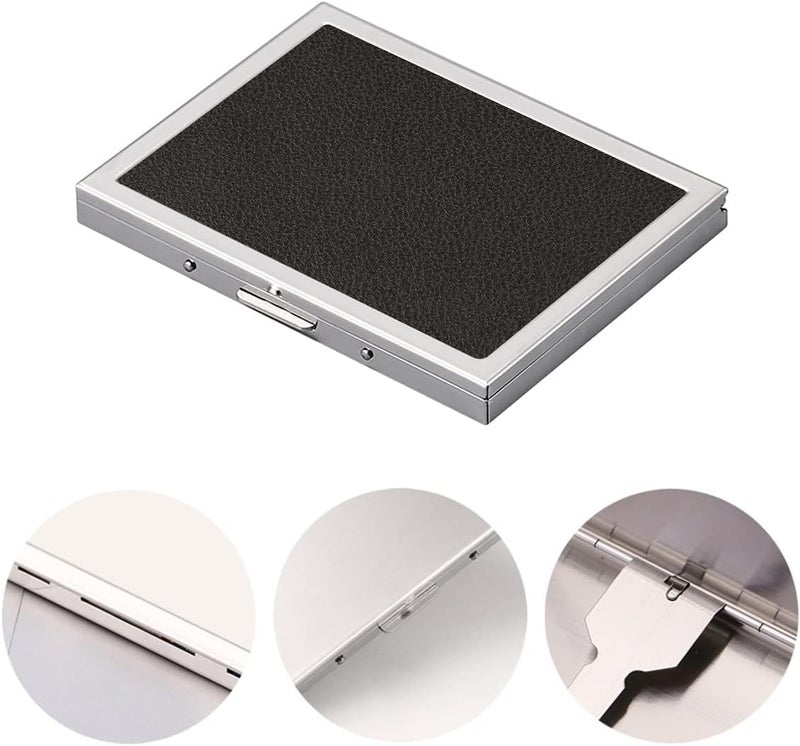 SteelFever Stainless Steel Extra Slim Cigarette Case Metal Cigarette Holder Case for 100's and 84's (Black (Concave)) - Image 4