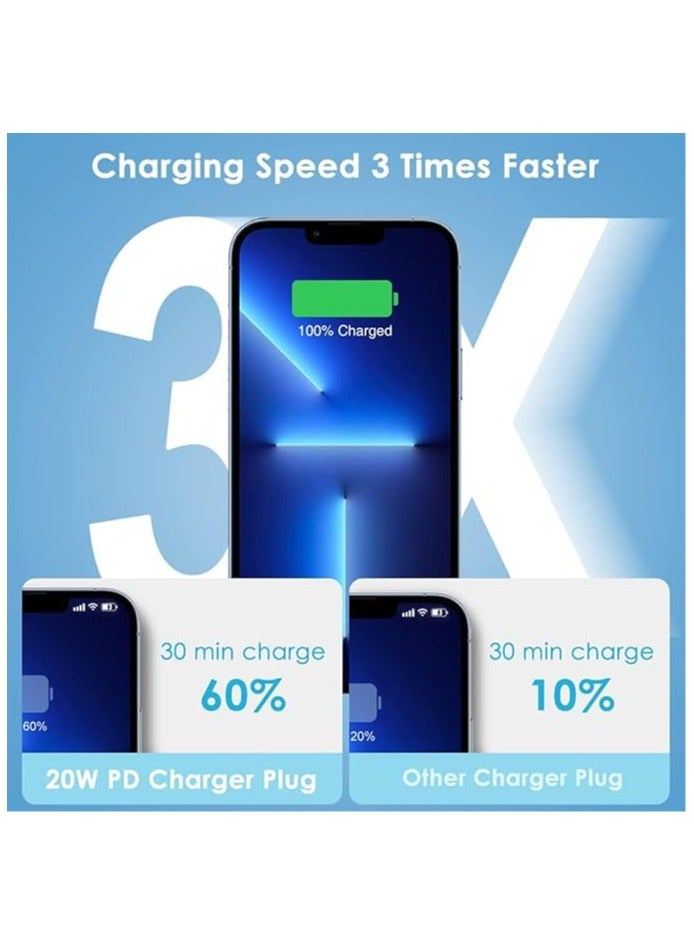 iPhone 20W Fast Charger | USB C Wall Fast Charger with USB C to Lightning Cable 1M Compatible with iPhone 14/14 Pro/14 Pro Max/13/12/SE2020/11/XR/XS Max/X/iPad - Image 4