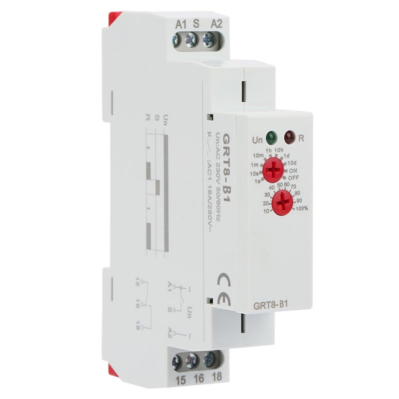 GEYA Power-Off Delay Relay AC 220V 0.1s-10Days Wide Range - Knob Adjustable Setting LED Status Indication Din Rail Mount Delay Relay for Industrial Electrical Control - Image 1