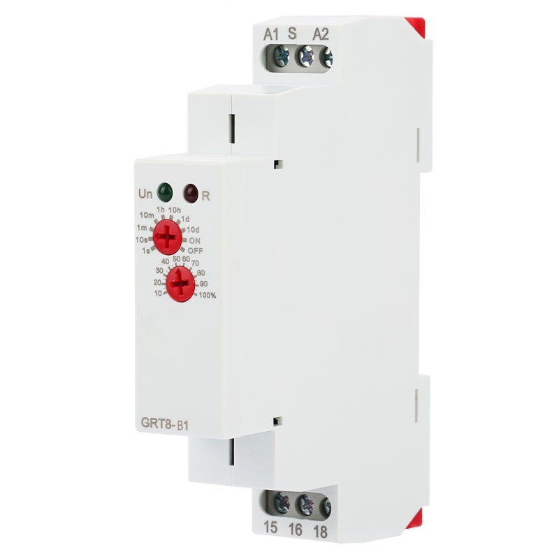 GEYA Power-Off Delay Relay AC 220V 0.1s-10Days Wide Range - Knob Adjustable Setting LED Status Indication Din Rail Mount Delay Relay for Industrial Electrical Control - Image 3
