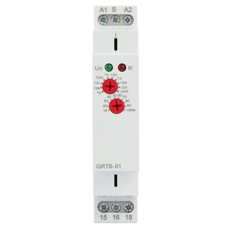 GEYA Power-Off Delay Relay AC 220V 0.1s-10Days Wide Range - Knob Adjustable Setting LED Status Indication Din Rail Mount Delay Relay for Industrial Electrical Control - Image 2