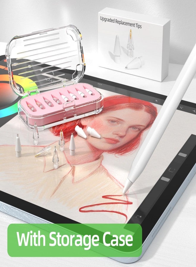 JOOSKO مجموعة JOOSKO المكونة من 8 رؤوس بديلة مطورة لقلم Apple Pencil Pro/USB-C/الجيل الثاني/الجيل الأول (مع علبة تخزين)، رؤوس معدنية مختلطة مقاومة للتآكل لملحقات قلم Apple Pencil (وردي) - Image 4