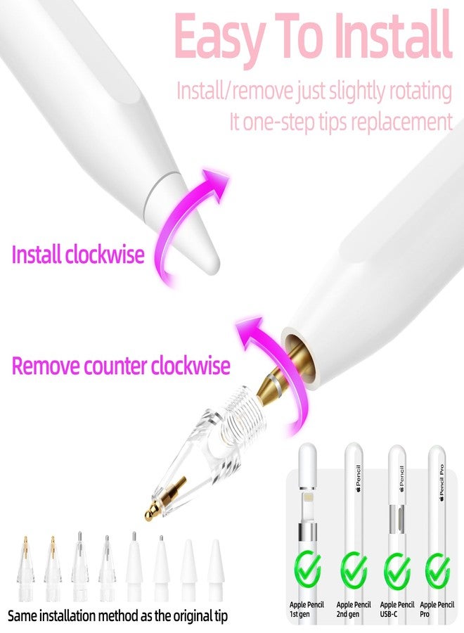 JOOSKO مجموعة JOOSKO المكونة من 8 رؤوس بديلة مطورة لقلم Apple Pencil Pro/USB-C/الجيل الثاني/الجيل الأول (مع علبة تخزين)، رؤوس معدنية مختلطة مقاومة للتآكل لملحقات قلم Apple Pencil (وردي) - Image 2