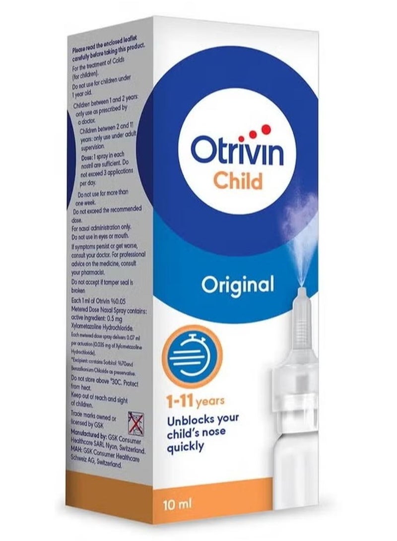 OTRIVIN Metered Dose 0.05% Children Nasal Spray 10ml - Image 1