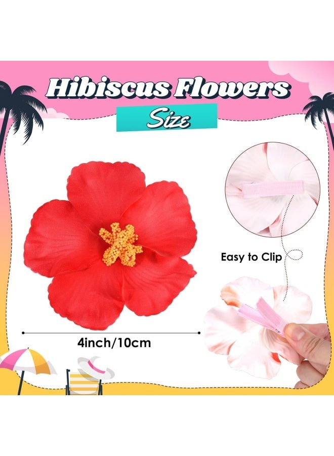 8pcs Hawaiian Flower Hair Clips, for Thick and Thin Hair，8pcs Artificial Flower Hair Clip, Bohemian Style Hibiscus Flower Hair Clip, Suitable for Holiday, Beach, Party, Summer Girls, Tropical Flower Hair Accessories Holiday Gifts - Image 2