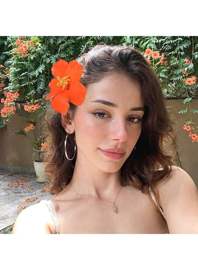 8pcs Hawaiian Flower Hair Clips, for Thick and Thin Hair，8pcs Artificial Flower Hair Clip, Bohemian Style Hibiscus Flower Hair Clip, Suitable for Holiday, Beach, Party, Summer Girls, Tropical Flower Hair Accessories Holiday Gifts - Image 4