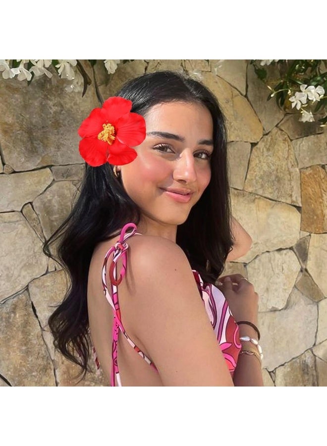 8pcs Hawaiian Flower Hair Clips, for Thick and Thin Hair，8pcs Artificial Flower Hair Clip, Bohemian Style Hibiscus Flower Hair Clip, Suitable for Holiday, Beach, Party, Summer Girls, Tropical Flower Hair Accessories Holiday Gifts - Image 5