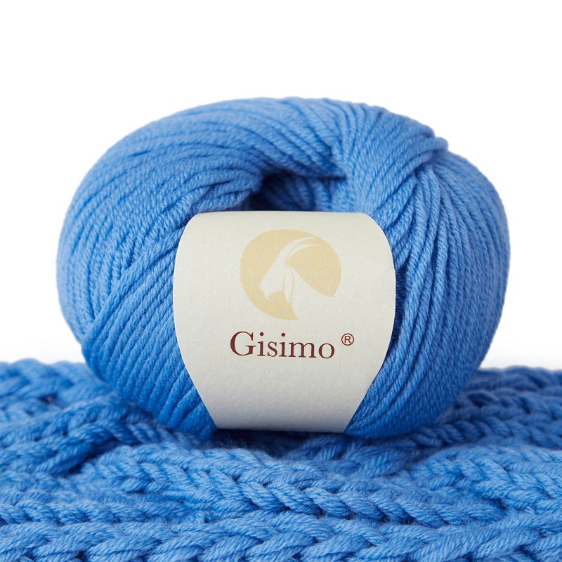 GISIMO 100 Merino Wool Yarn 6Ply Luxurious and Soft Yarn for Hand Knitting Crocheting 176 OZ50g 127 yds116 Meters Blue 1 Ball