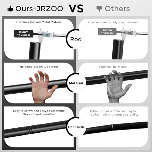 JRZOO Black Curtain Rods 66 to 120 Inches(5.5-10 Feet),5/8 inch Splicing Drapery Rods,Small Curtain Rods Set,Size: 36''-120'',Matte Black - Image 3
