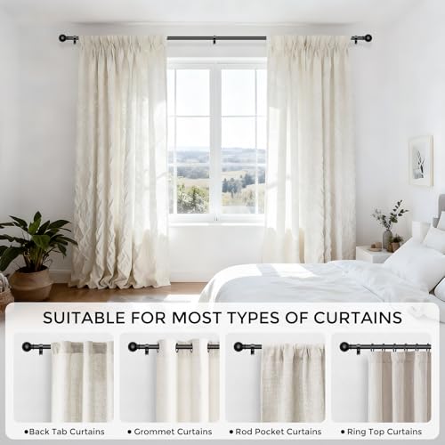 JRZOO Black Curtain Rods 66 to 120 Inches(5.5-10 Feet),5/8 inch Splicing Drapery Rods,Small Curtain Rods Set,Size: 36''-120'',Matte Black - Image 4