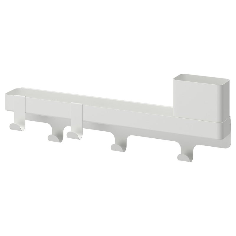 Baitique Hook Rack with Shelf and Container, White, 36.5x6.8x13 cm - Image 1