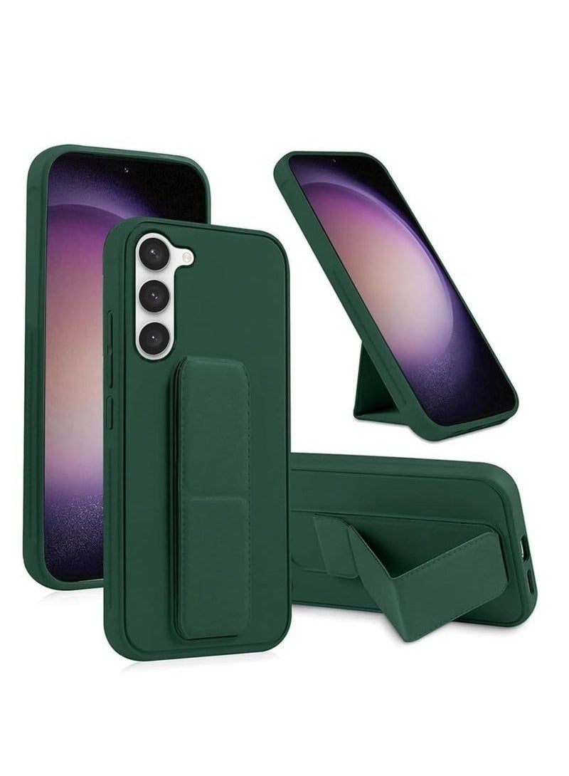 TIGER Samsung Galaxy S25 Case Cover | Premium Silicone for Soft-Touch Protection | Magnetic Car Mount Compatible | Built-in Kickstand for Hands-Free Viewing | Vertical & Horizontal Hand Strap for Secure Grip | Shockproof & Scratch-Resistant | Slim & Lightweight Protective Cover for Samsung Galaxy S25 (6.2-inch) – Green - Image 1