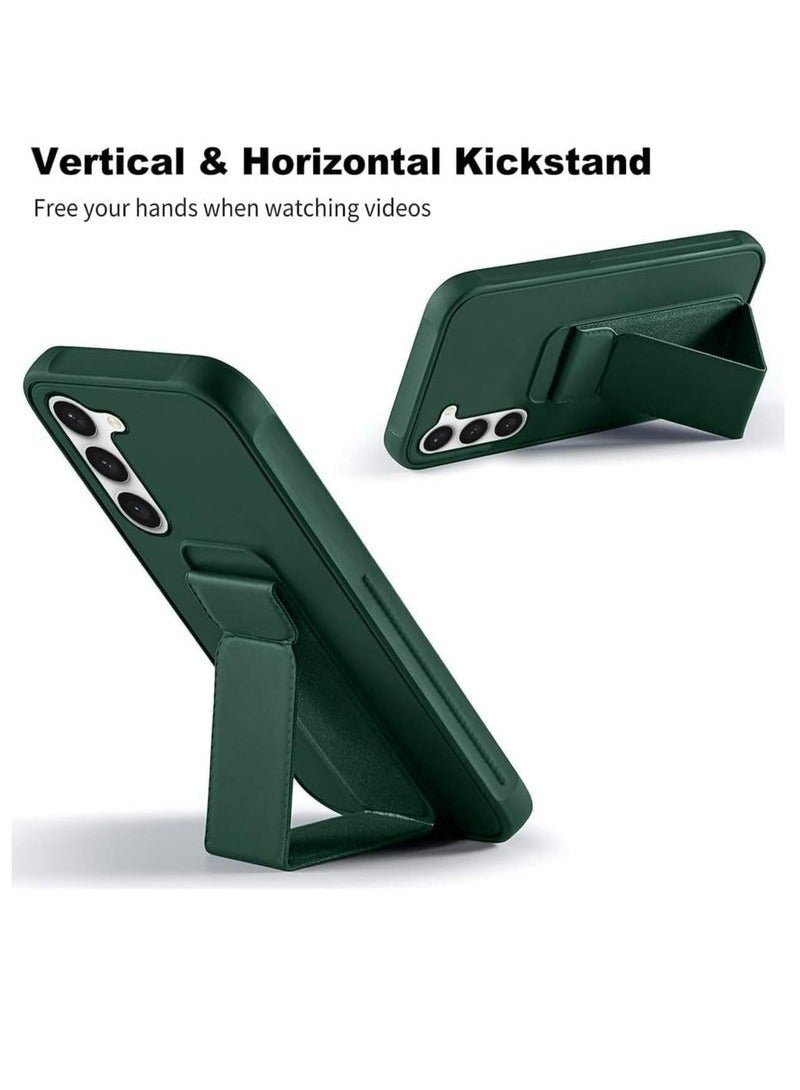 TIGER Samsung Galaxy S25 Case Cover | Premium Silicone for Soft-Touch Protection | Magnetic Car Mount Compatible | Built-in Kickstand for Hands-Free Viewing | Vertical & Horizontal Hand Strap for Secure Grip | Shockproof & Scratch-Resistant | Slim & Lightweight Protective Cover for Samsung Galaxy S25 (6.2-inch) – Green - Image 3