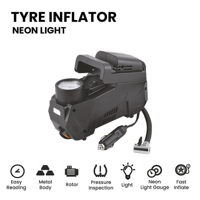 Mega Audio MEGAAUDIO MATI08 Digital Tyre Inflator | 12V, 10A, 120W, 100 PSI | Powerful Vertical Air Compressor with Emergency LED Light Fast & Efficient Inflation for Cars, Bikes, Balloons & More - Image 2