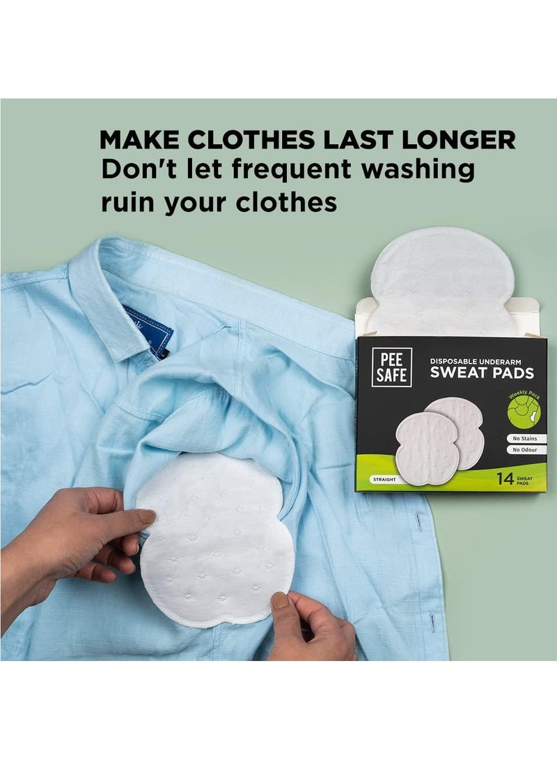 PEESAFE وسادات عرق تحت الإبط القابلة للاستخدام مرة واحدة من PEESAFE (عبوة من 14) - مستقيم | تمنع البقع، تمتص العرق والرائحة غير المرغوب فيها - Image 4