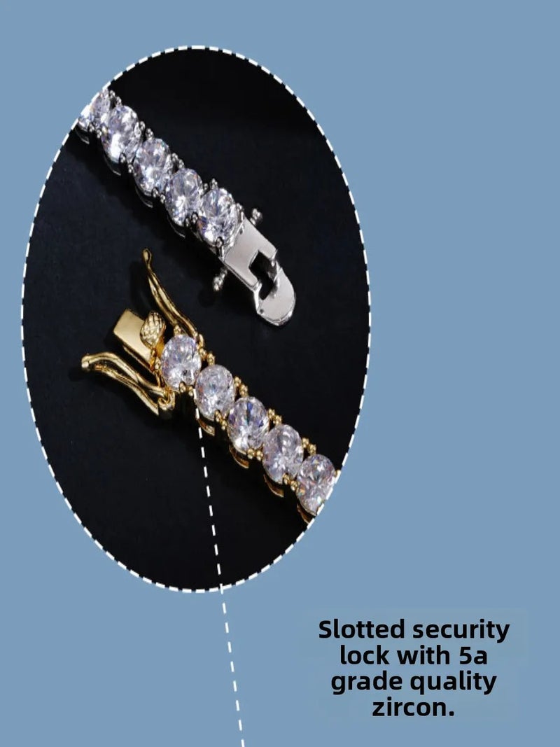 Classic Zircon Tennis Couple Bracelet 4mm, Available in 15cm / 17cm / 20cm, For Family Gatherings and Special Occasions - Image 5